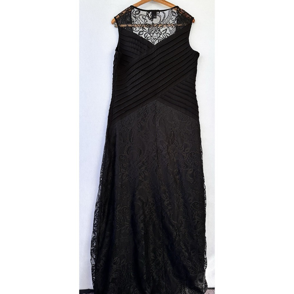 Candalate Long Black Sleeveless Dress Women's Large Lace Formal